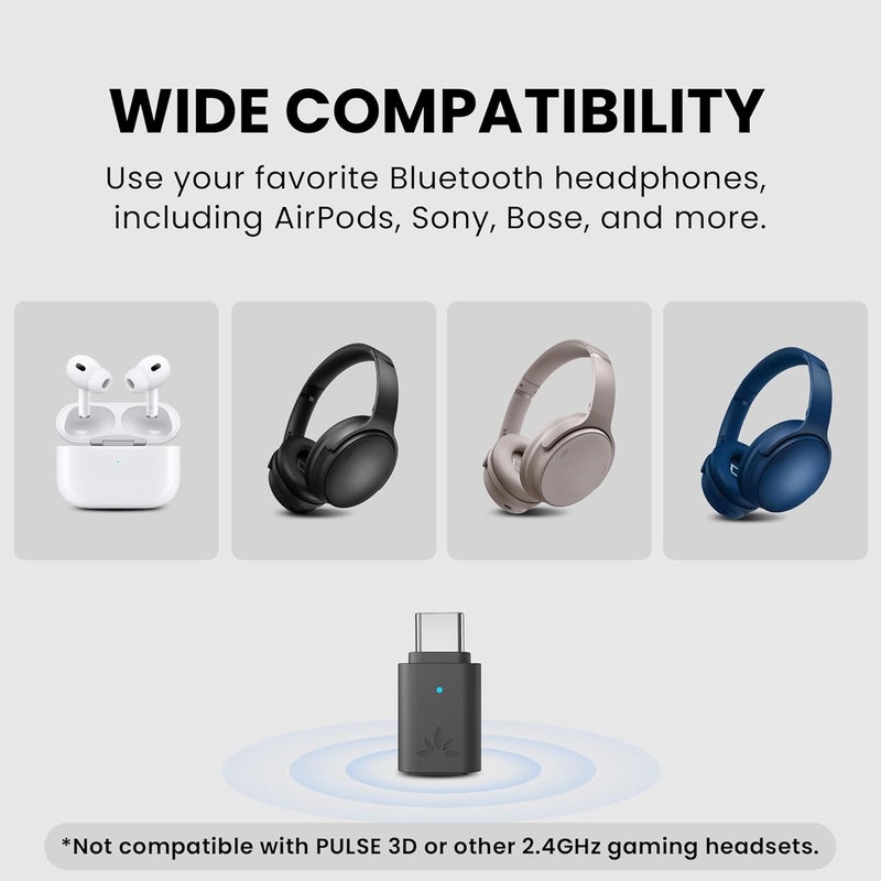 Avantree C81-Gaming - USB-C Bluetooth 5.3 Audio Adapter for PS5, Qualcomm Chip, aptX Adaptive & HD, Premium Sound, Works with AirPods, Bose Headphones & More - Image 3